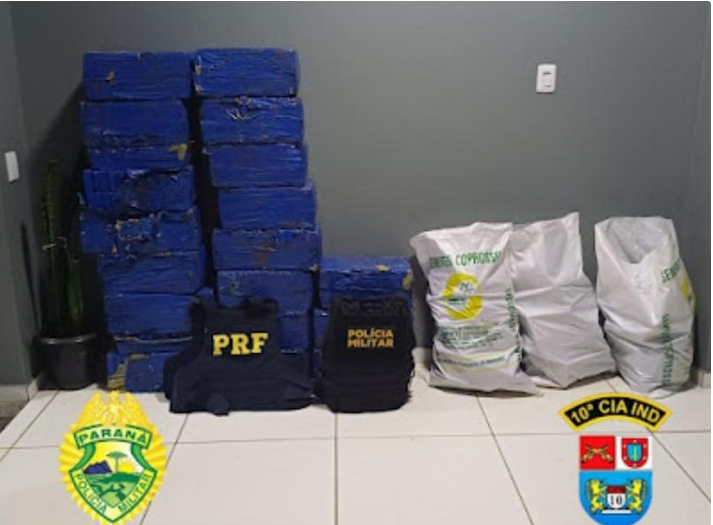 Laranjeiras - Ação conjunta da PRF e PM apreende mais de 350kg de maconha 